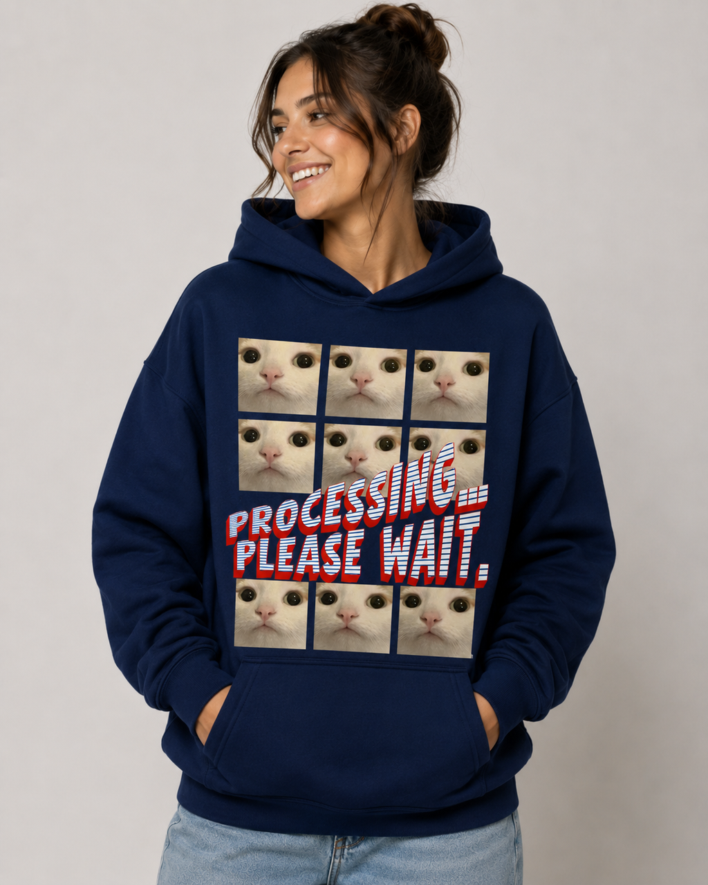 Processing Please Wait Hoodie – Unisex Funny Cat Lover Hoodie