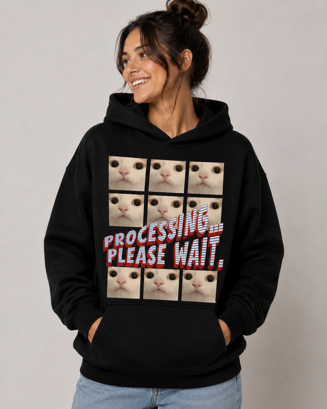 Processing Please Wait Hoodie – Unisex Funny Cat Lover Hoodie