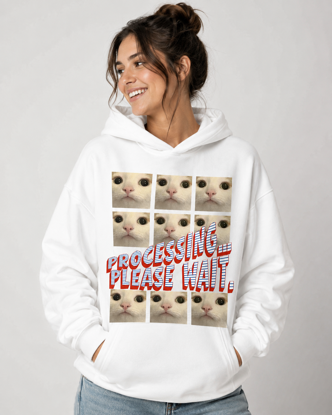 Processing Please Wait Hoodie – Unisex Funny Cat Lover Hoodie