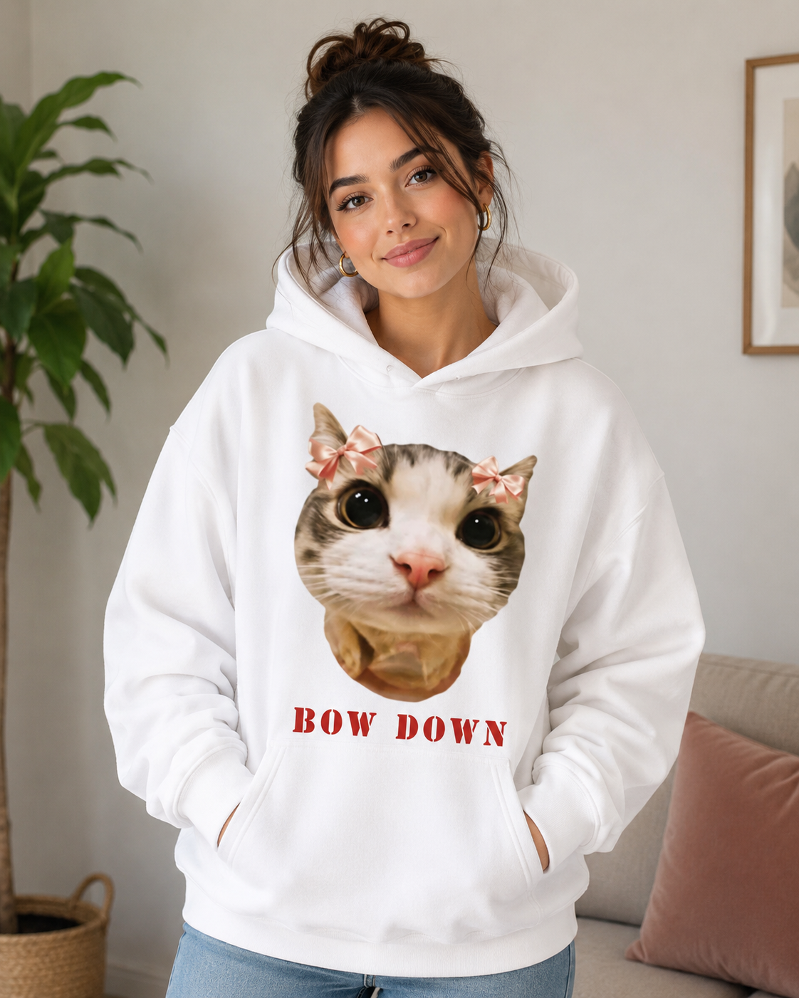 Bow Down Cat Hoodie – Unisex Premium Cat Lover Hoodie