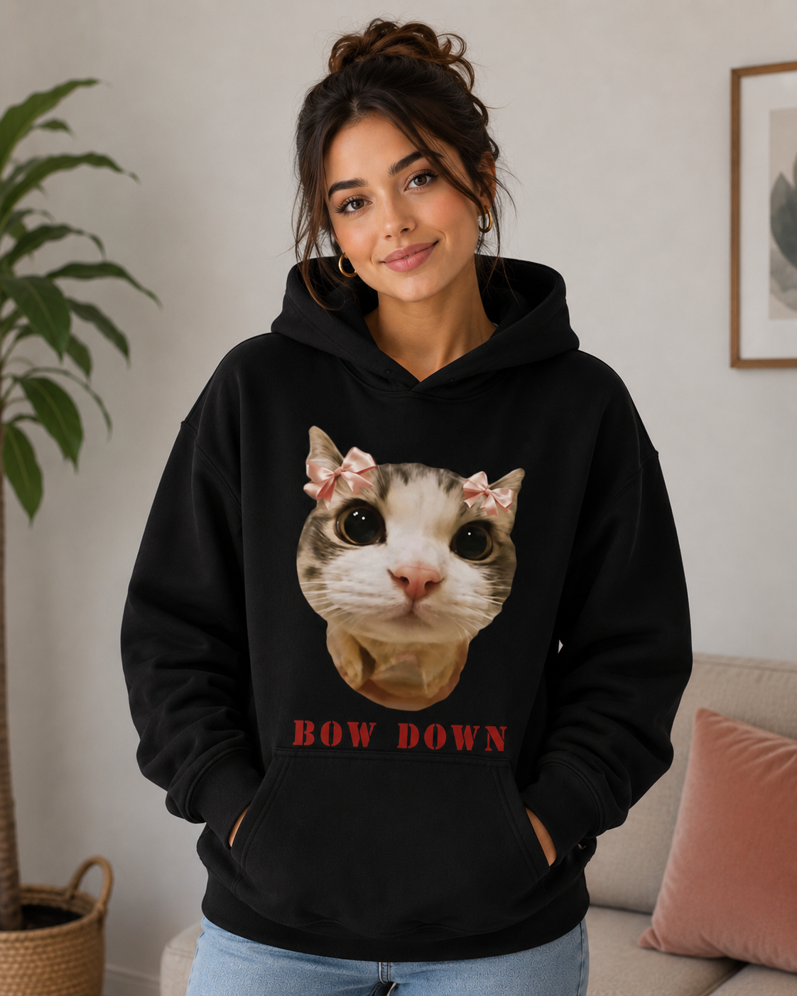 Bow Down Cat Hoodie – Unisex Premium Cat Lover Hoodie