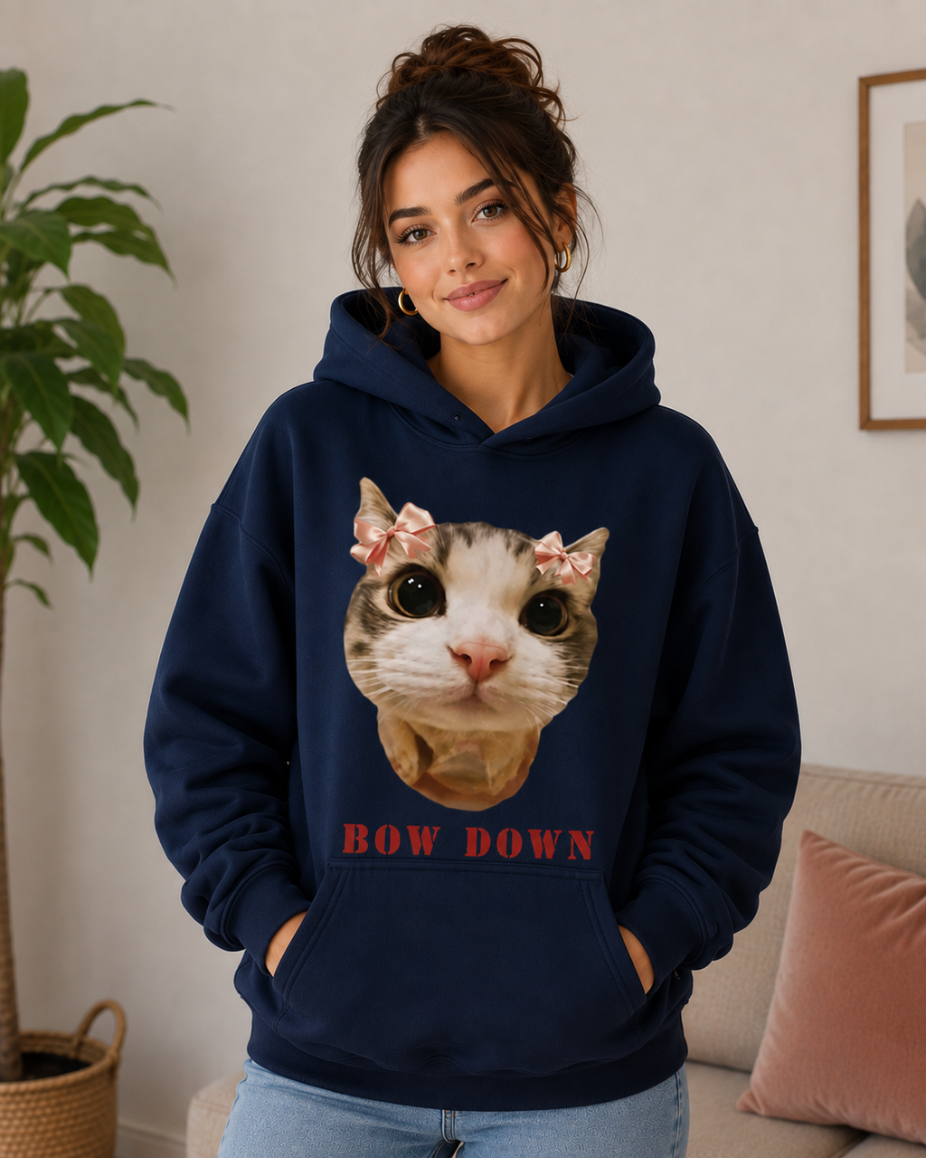 Bow Down Cat Hoodie – Unisex Premium Cat Lover Hoodie