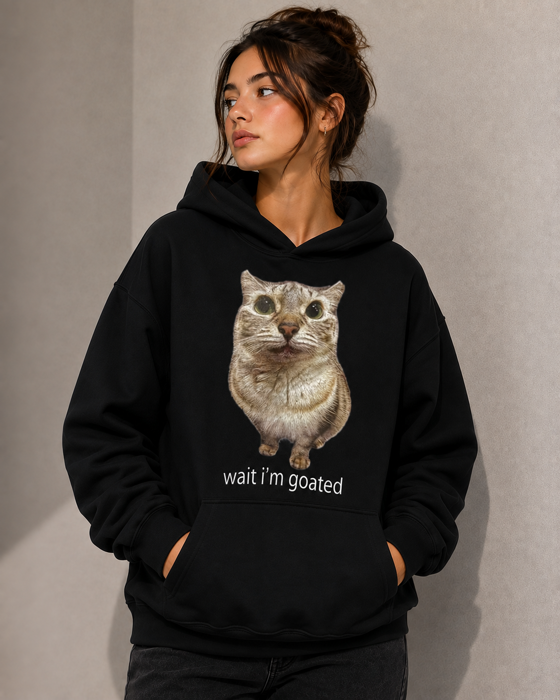 Wait, I’m Goated Hoodie – Unisex Funny Cat Lover Hoodie