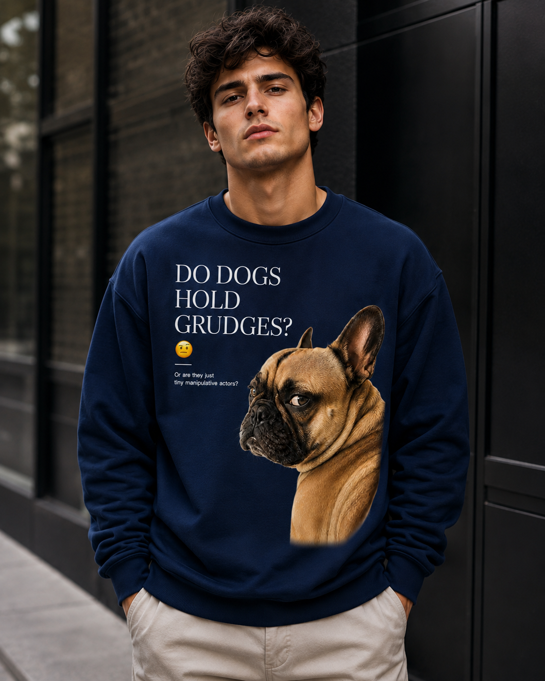 Do Dogs Hold Grudges? Funny French Bulldog Graphic Sweatshirt | Unisex Sweatshirt