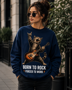 Born to Rock, Forced to Work Cat Graphic Sweatshirt | Unisex Sweatshirt