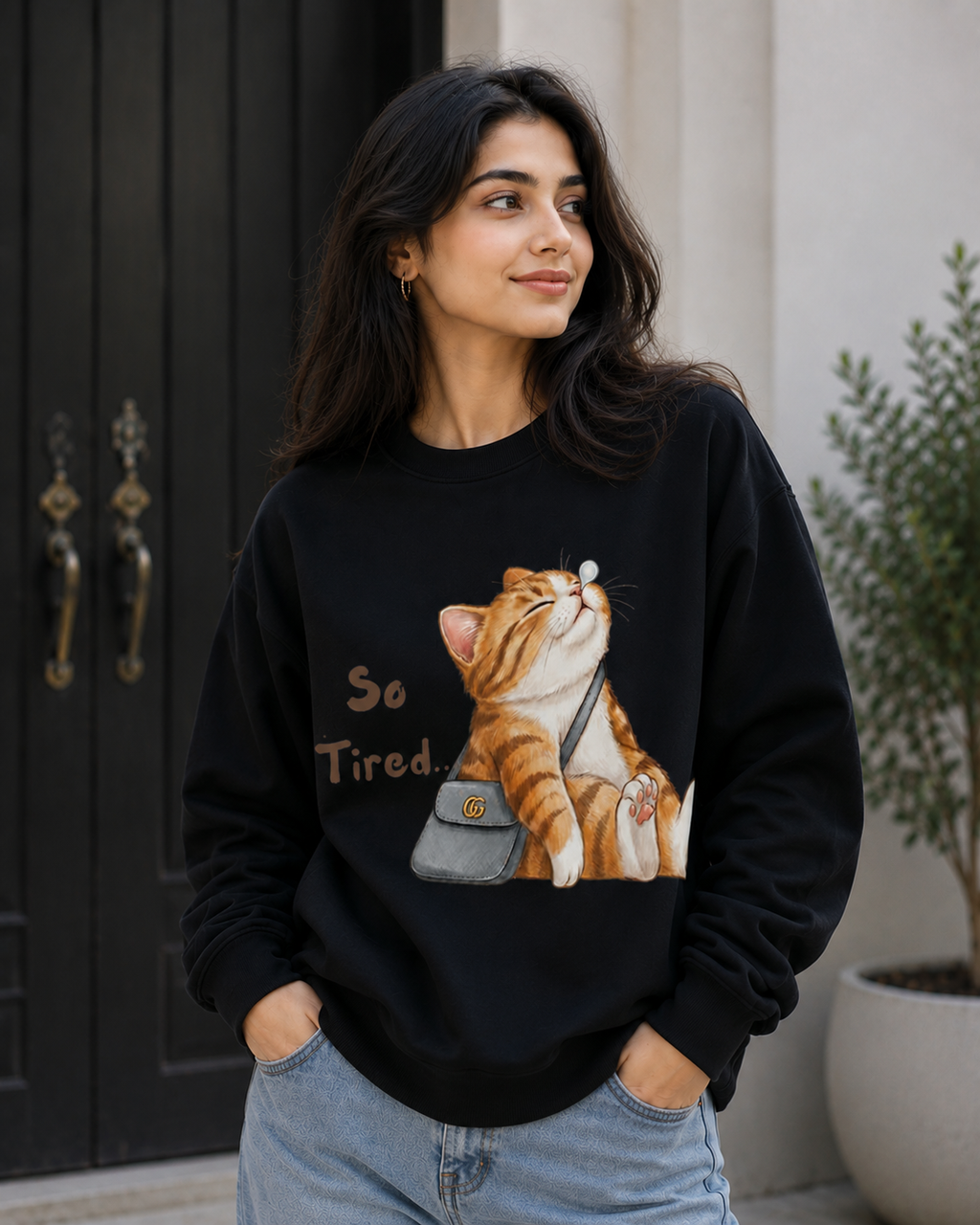 So Tired Cat Graphic Sweatshirt | Unisex Sweatshirt