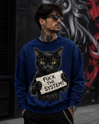 Fuck The System Rebel Cat Graphic Sweatshirt | Unisex Sweatshirt