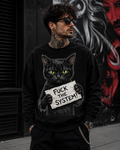 Fuck The System Rebel Cat Graphic Sweatshirt | Unisex Sweatshirt