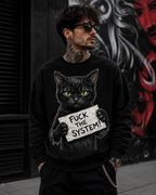 Fuck The System Rebel Cat Graphic Sweatshirt | Unisex Sweatshirt