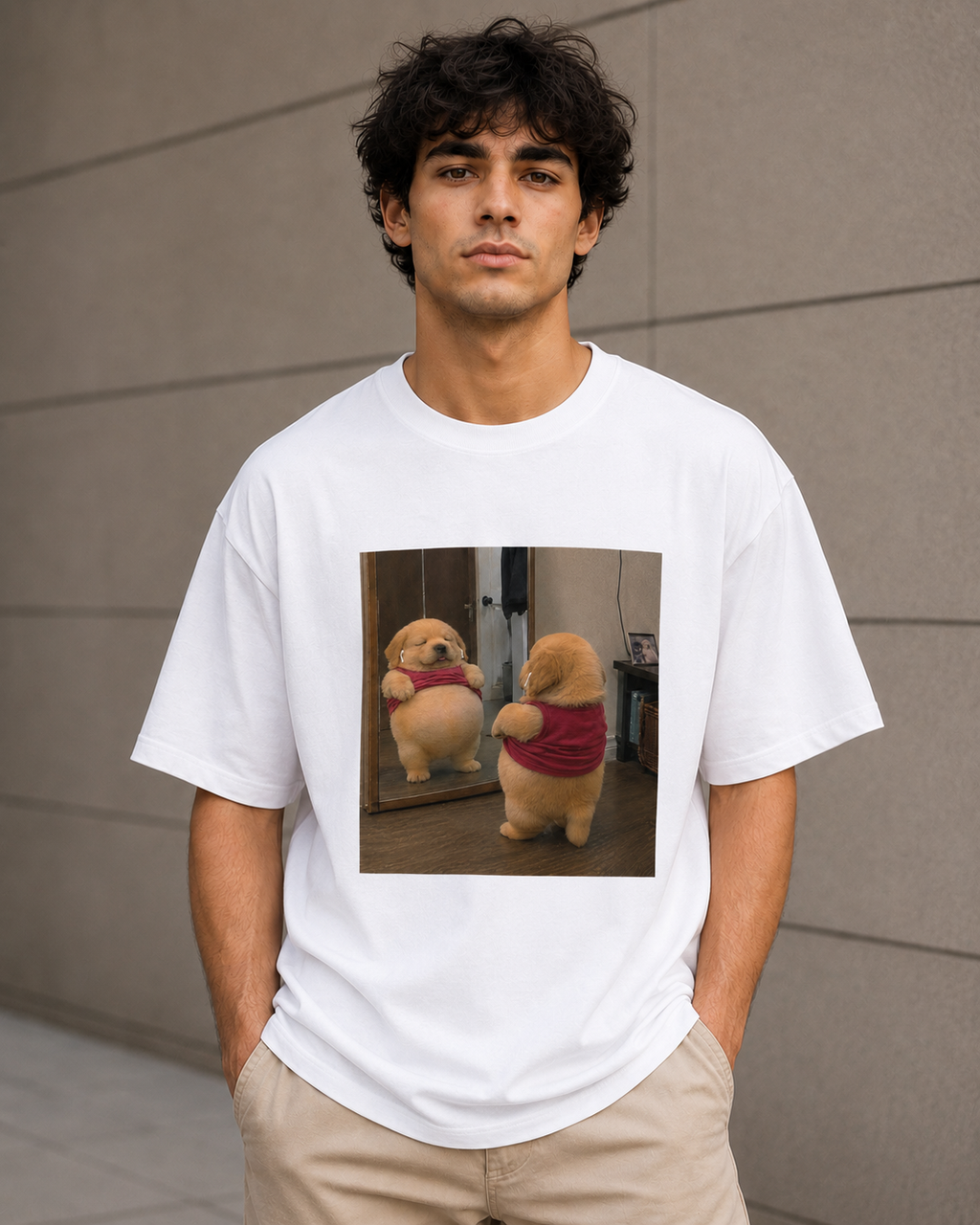 Mirror Mirror, Who’s the Cutest? – Dog Lover Unisex Oversized T-Shirt 🐶