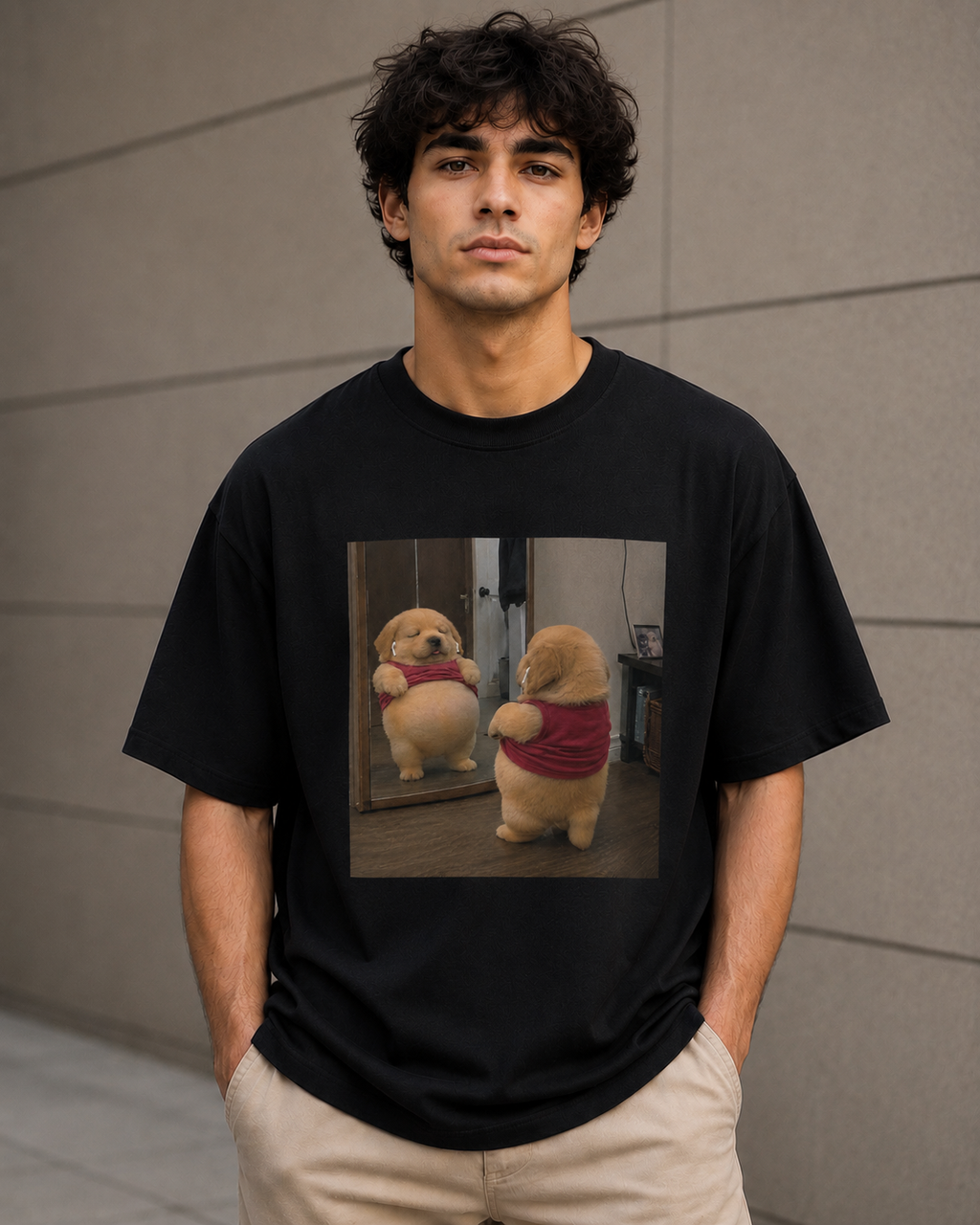 Mirror Mirror, Who’s the Cutest? – Dog Lover Unisex Oversized T-Shirt 🐶