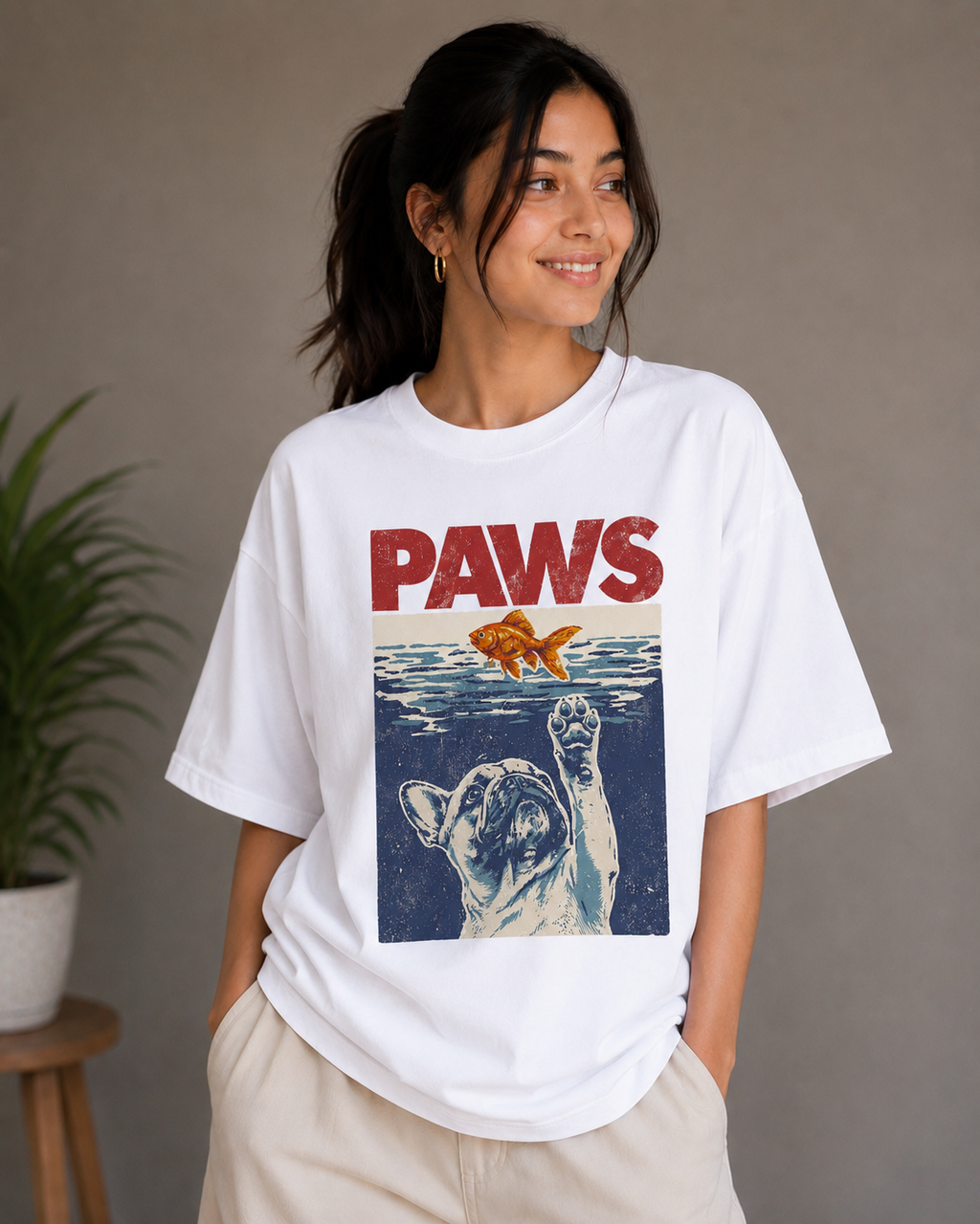 Paws Above Water – Funny Dog Lover Unisex Oversized T-Shirt 🐾🐶