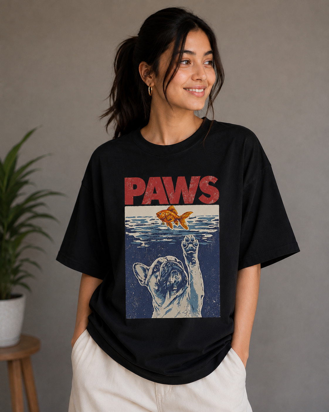 Paws Above Water – Funny Dog Lover Unisex Oversized T-Shirt 🐾🐶