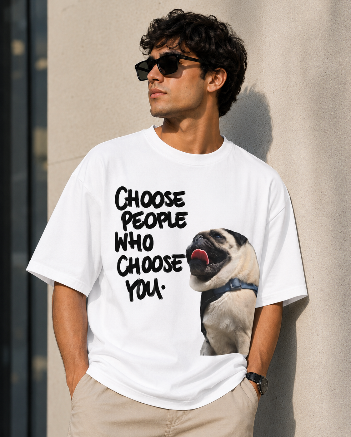 Choose People Who Choose You – Cute Dog Lover Unisex Oversized T-Shirt🐶❤️