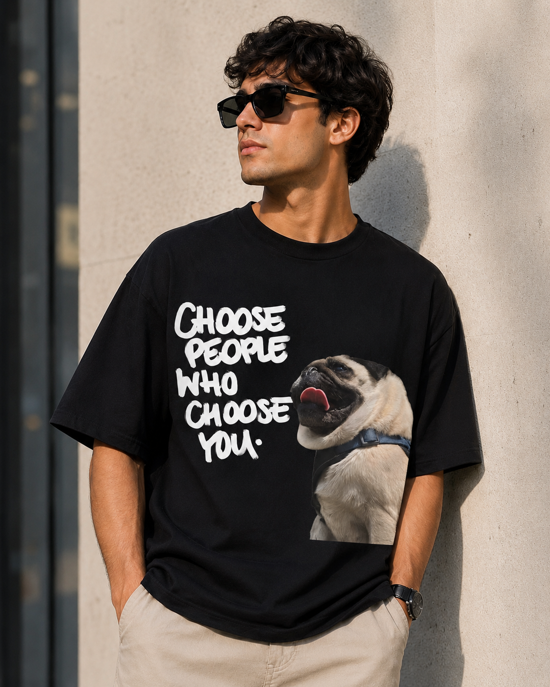 Choose People Who Choose You – Cute Dog Lover Unisex Oversized T-Shirt🐶❤️