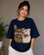 Purrfect Duo – Funny Cat & Dog Lover Unisex Oversized T-Shirt 🐱🐶