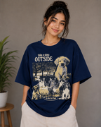 Take a Step Outside – Dog Lover Unisex Oversized T-Shirt 🐶🌿