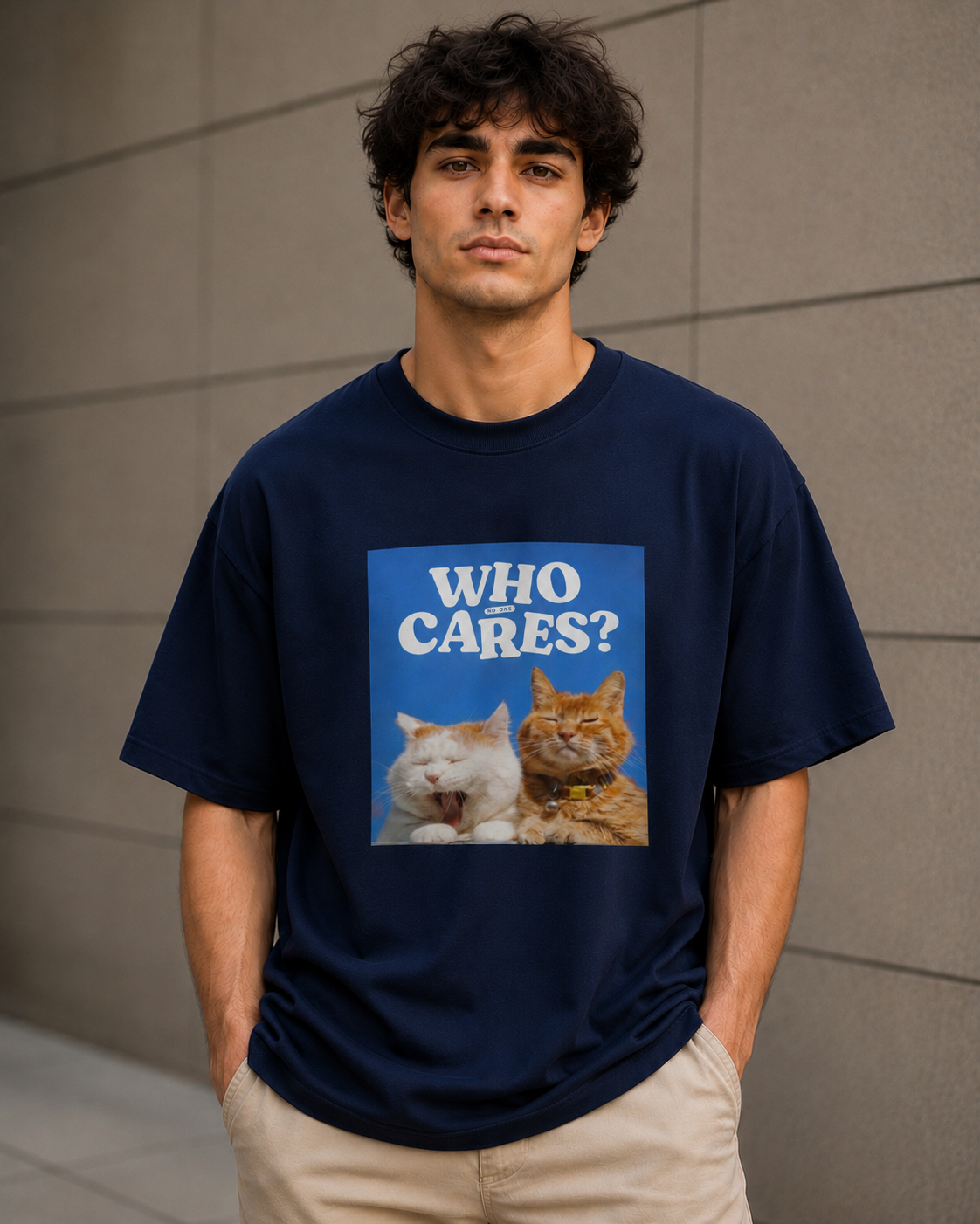 Who Cares Anyway? – Funny Cat Lover Unisex Oversized T-Shirt 😼🐾