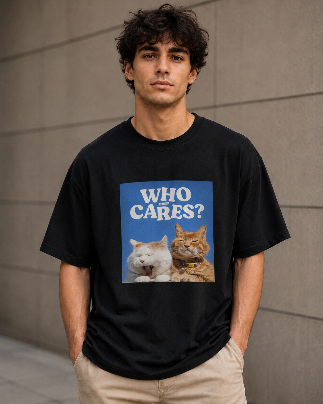 Who Cares Anyway? – Funny Cat Lover Unisex Oversized T-Shirt 😼🐾