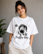 Puppy Day – Cute Dog Lover Unisex Oversized T-Shirt 🐶⭐🖤