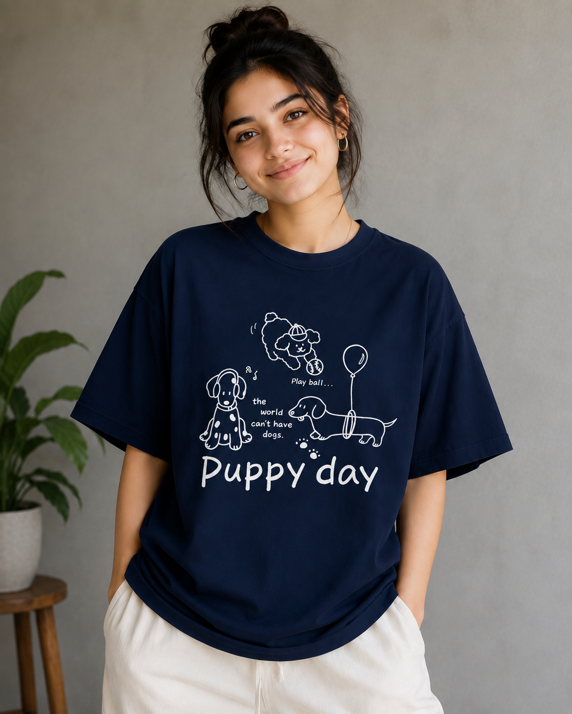 Puppy Day – Cute & Playful Dog Lover Unisex Oversized T-Shirt 🐶🎈🐾