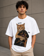 Work Me – Funny Cat & Dog Lover Unisex Oversized T-Shirt 🐱🐶😄