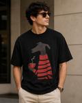 Coffee Hound – Cozy Dog Lover Unisex Oversized T-Shirt☕🐶🖤