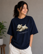 Flying Pup – Playful Dog Lover Unisex Oversized T-Shirt 🐶💙