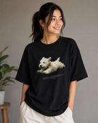 Flying Pup – Playful Dog Lover Unisex Oversized T-Shirt 🐶💙