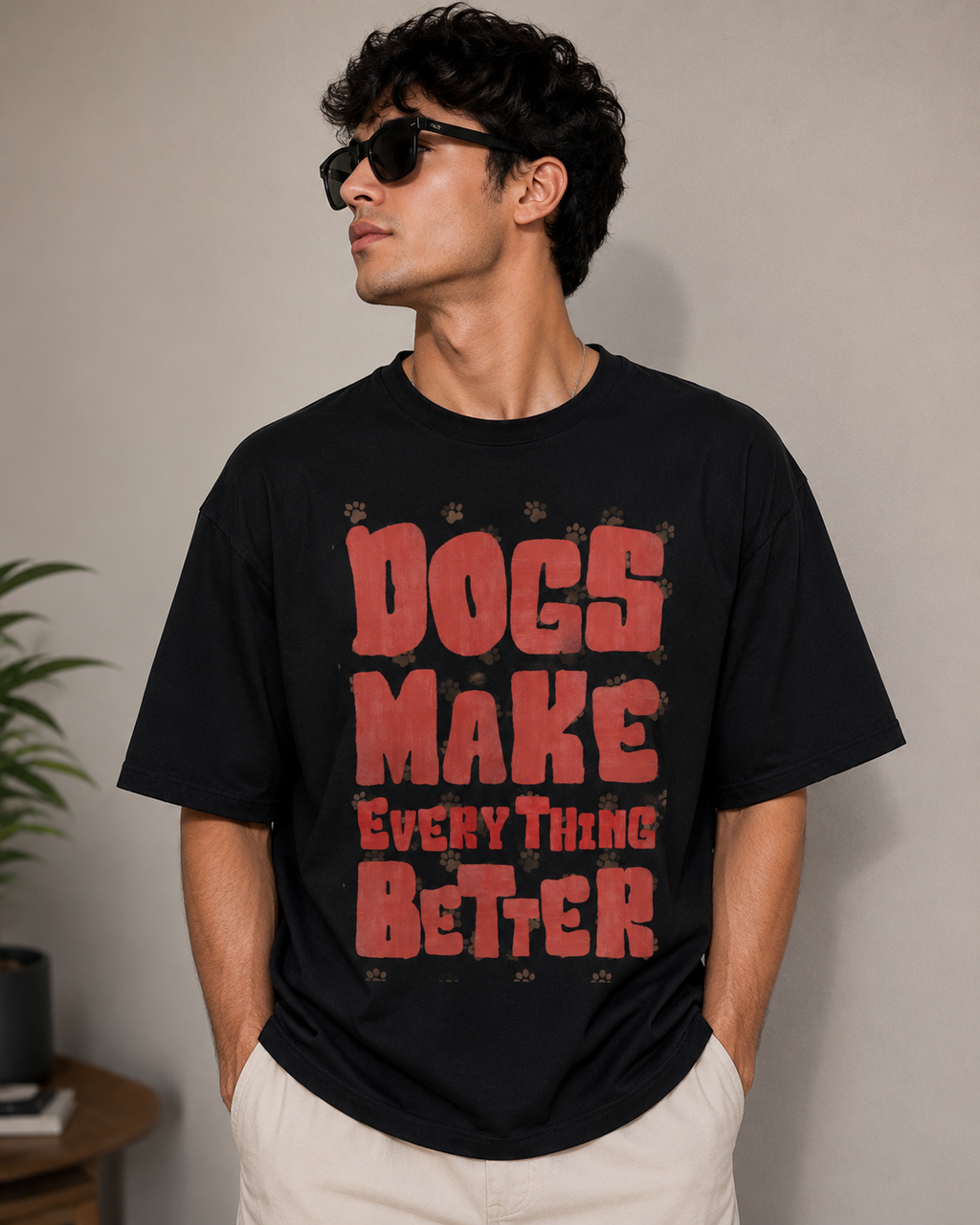 Dogs Make Everything Better – Cute Dog Lover Unisex Oversized T-Shirt 🐶❤️