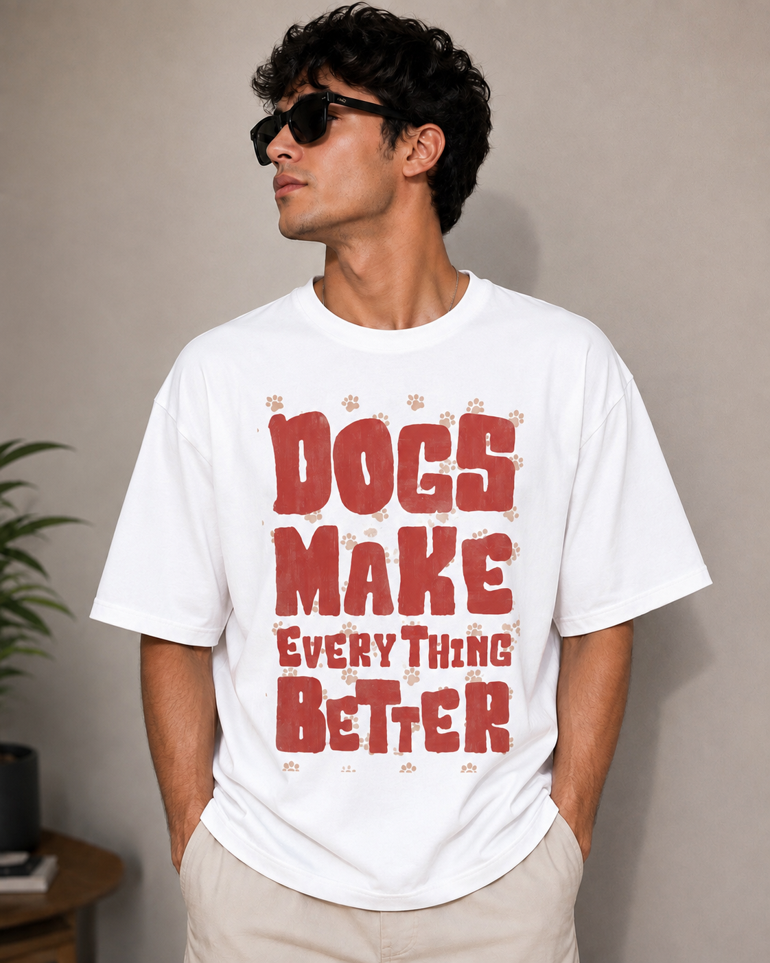 Dogs Make Everything Better – Cute Dog Lover Unisex Oversized T-Shirt 🐶❤️