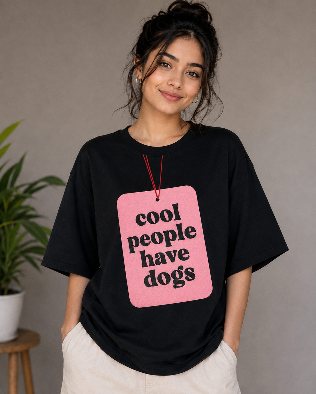 Cool People Have Dogs – Funny Dog Lover Unisex Oversized T-Shirt  🐶💗
