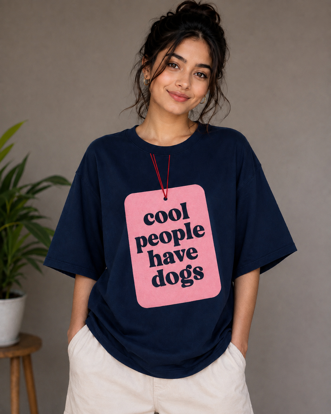 Cool People Have Dogs – Funny Dog Lover Unisex Oversized T-Shirt  🐶💗