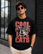 Cool Cats & Good Vibes – Funny Cat Lover Unisex Oversized T-Shirt 🐱❤️