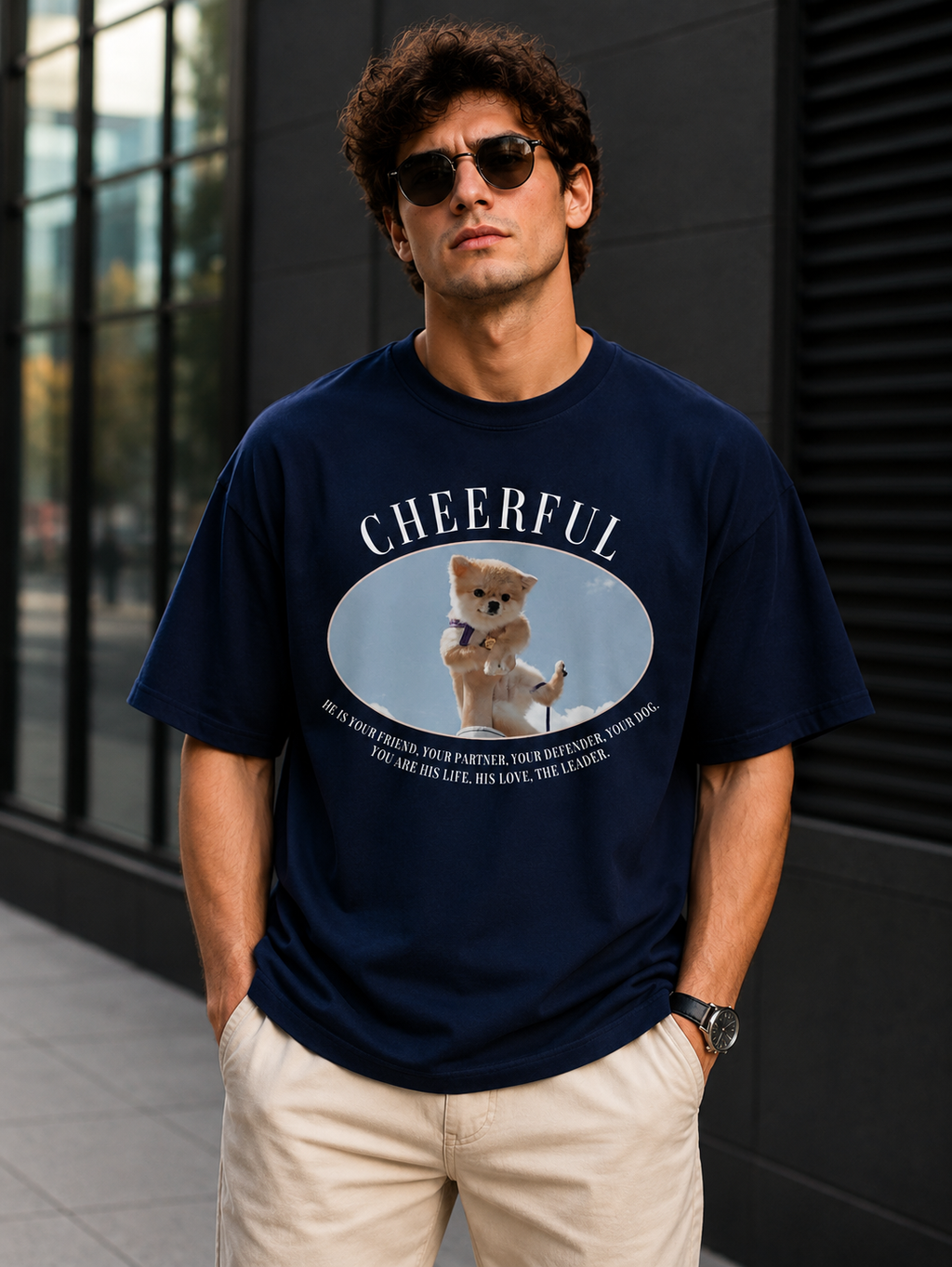 Cheerful Pup – Cute Dog Lover Unisex Oversized T-Shirt 🐶❤️