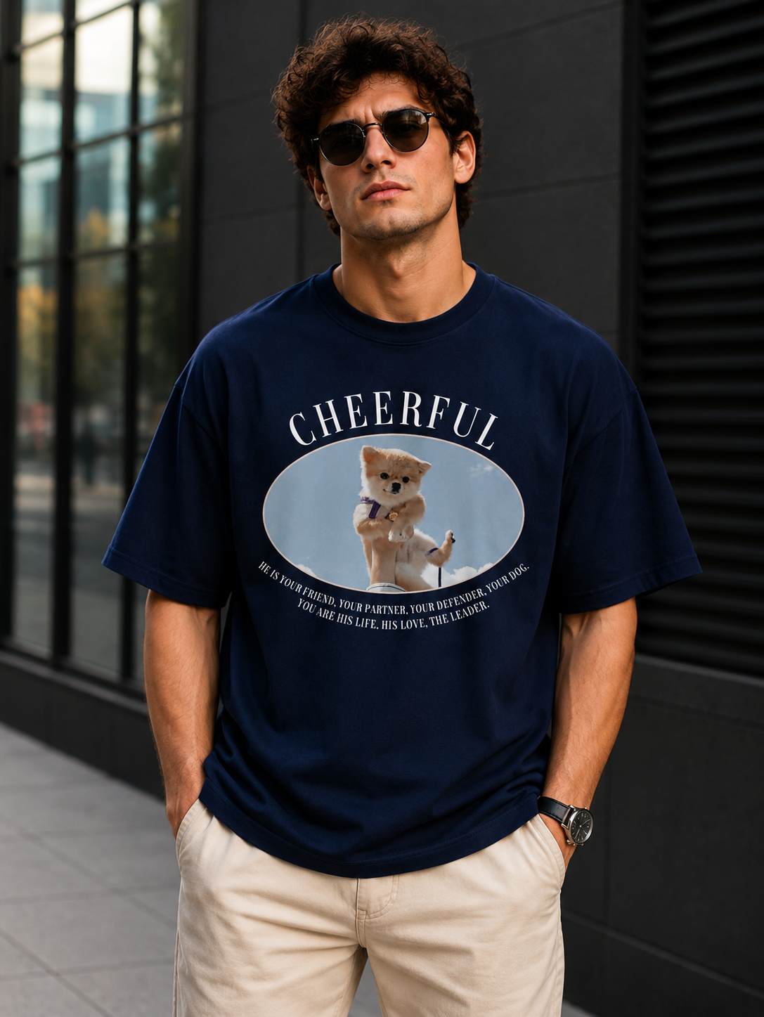 Cheerful Pup – Cute Dog Lover Unisex Oversized T-Shirt 🐶❤️