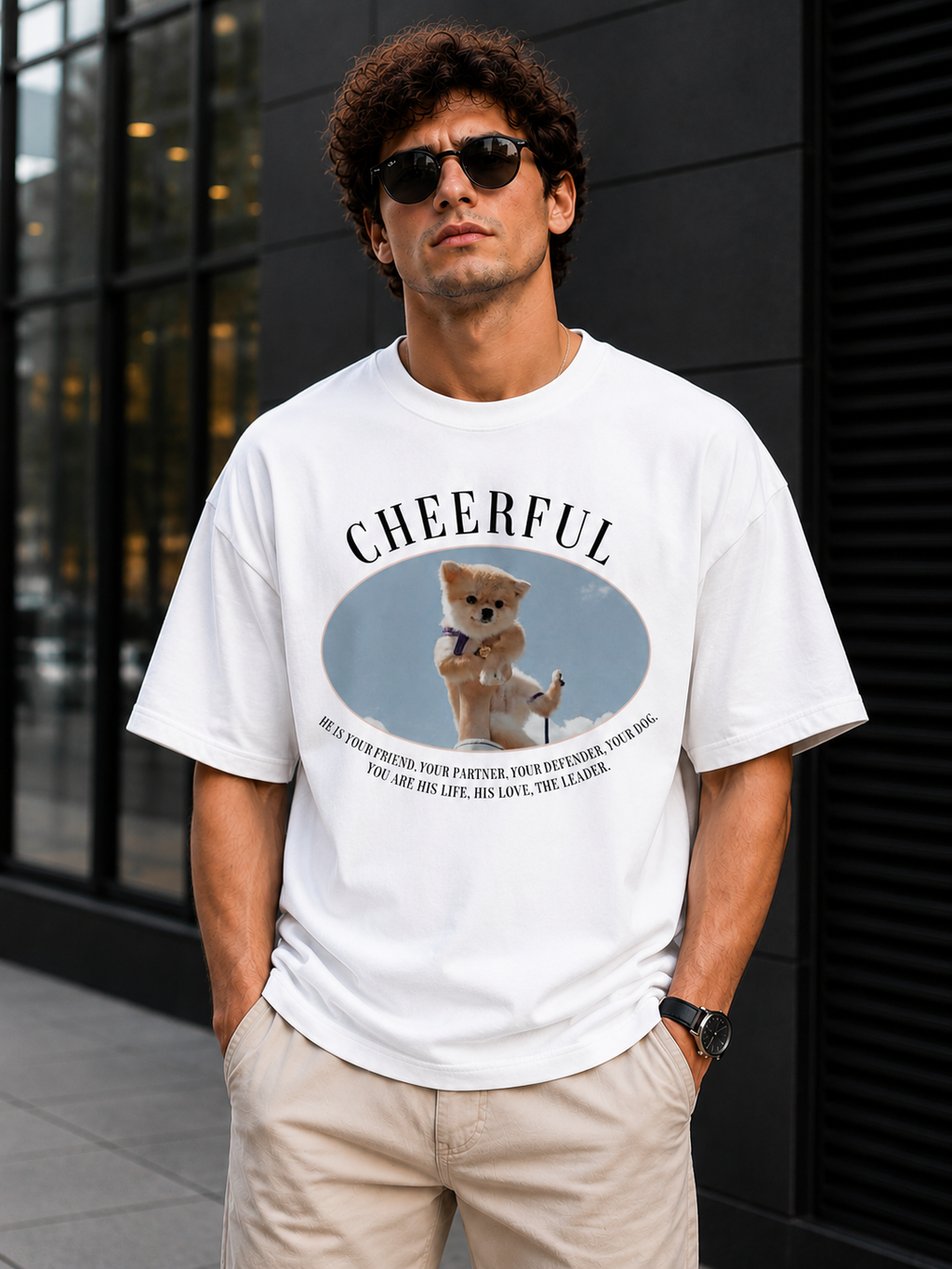 Cheerful Pup – Cute Dog Lover Unisex Oversized T-Shirt 🐶❤️