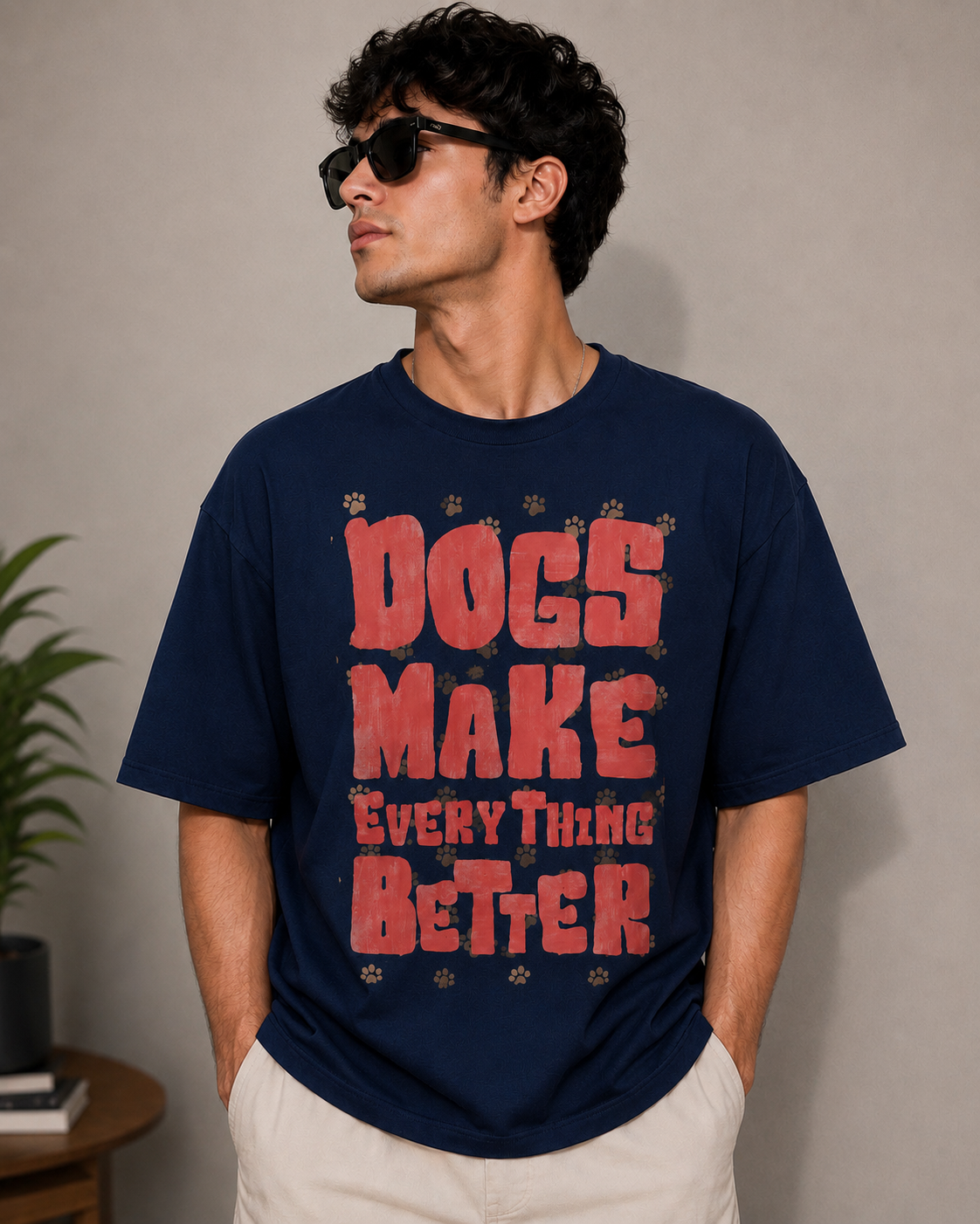 Dogs Make Everything Better – Cute Dog Lover Unisex Oversized T-Shirt 🐶❤️