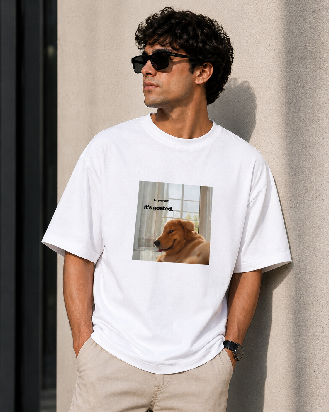 Be Yourself, It’s Goated – Cool Golden Retriever Dog Lover Unisex Oversized T-Shirt 🐶✨