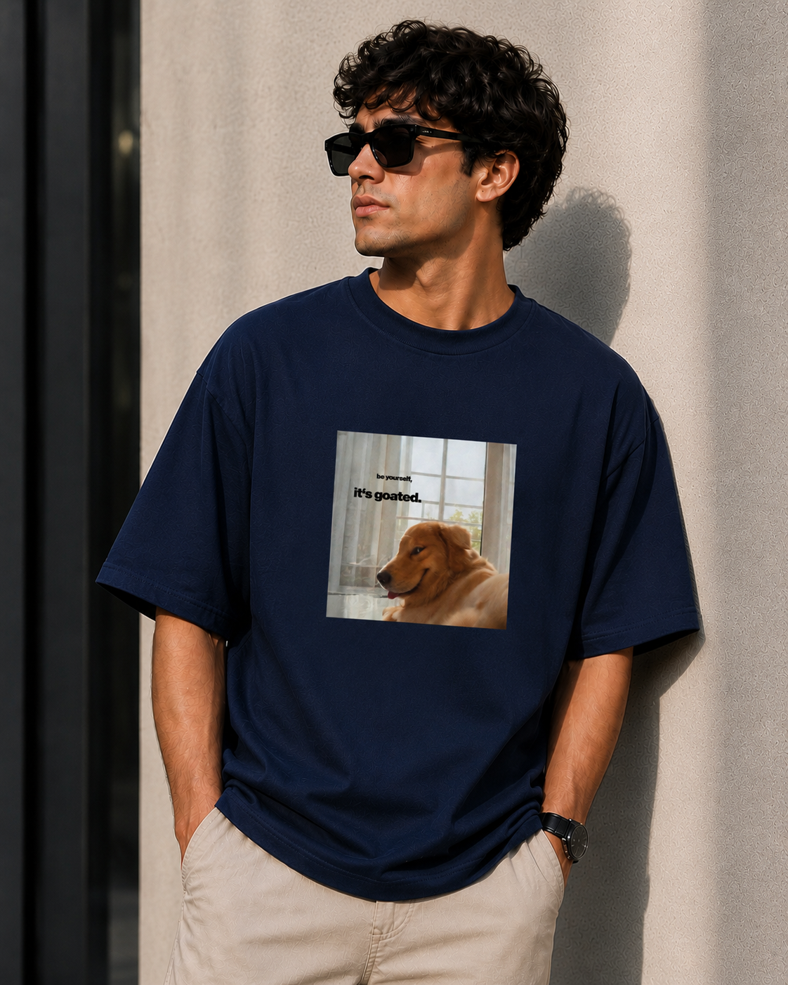 Be Yourself, It’s Goated – Cool Golden Retriever Dog Lover Unisex Oversized T-Shirt 🐶✨