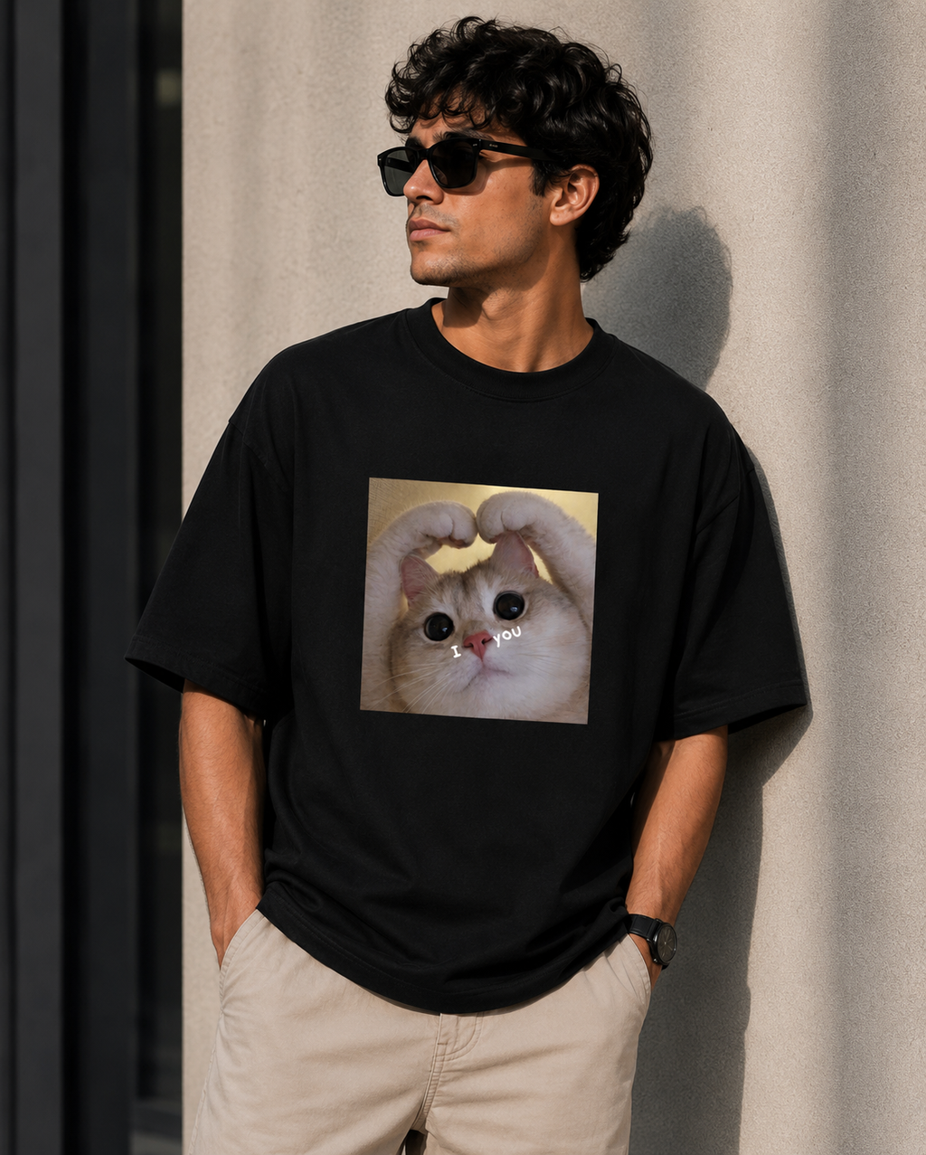 I ❤️ You – Cute Romantic Cat Lover Unisex Oversized T-Shirt 🐱❤️
