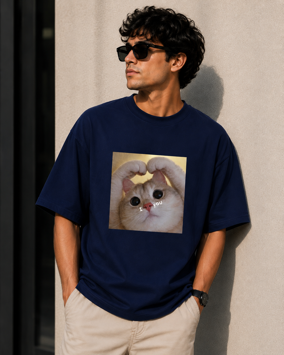 I ❤️ You – Cute Romantic Cat Lover Unisex Oversized T-Shirt 🐱❤️