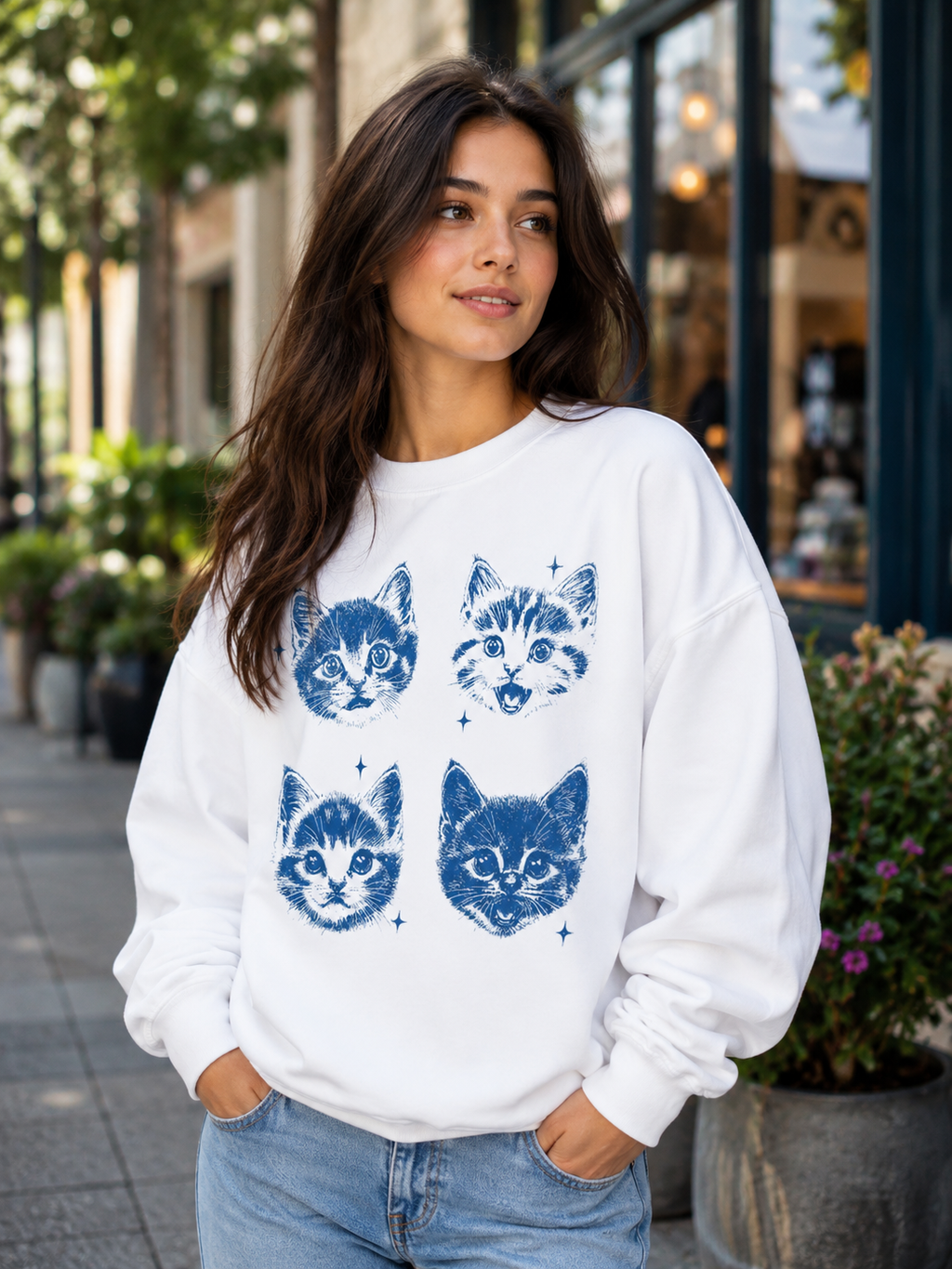 Four Feline Faces – Cute Cats | Unisex Sweatshirt