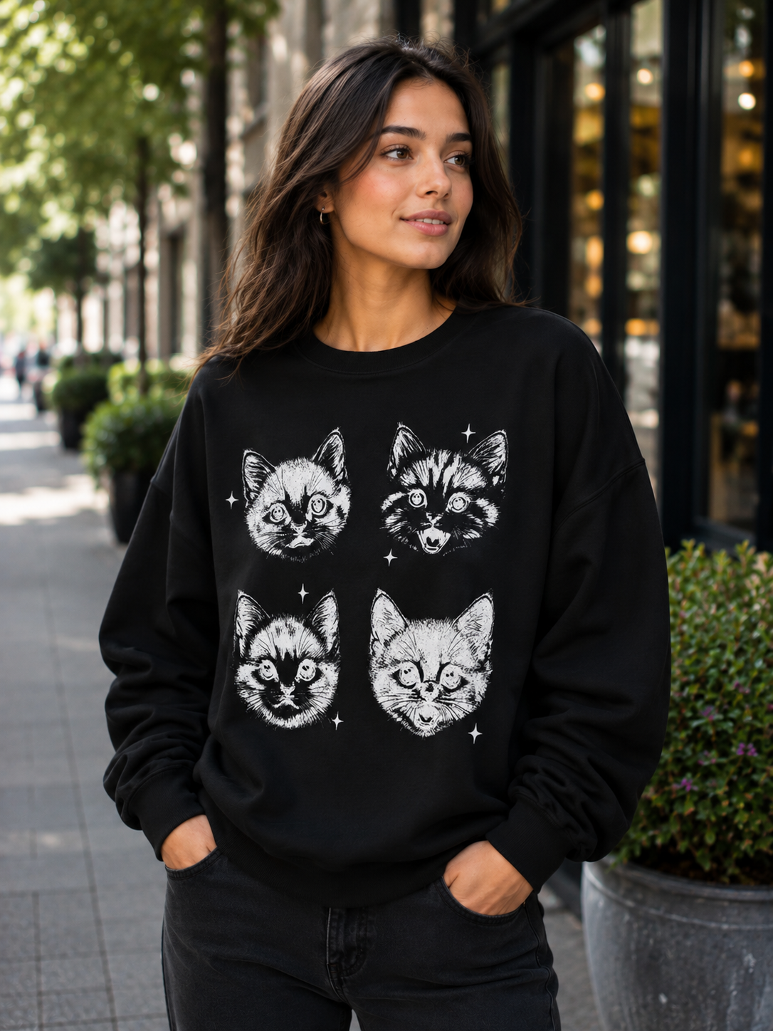 Four Feline Faces – Cute Cats | Unisex Sweatshirt