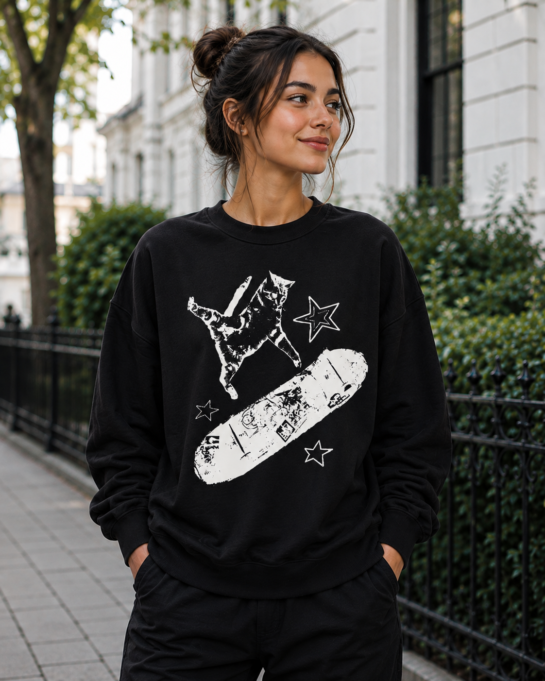 Skater Cat – Cool Cat Lover | Unisex Sweatshirt