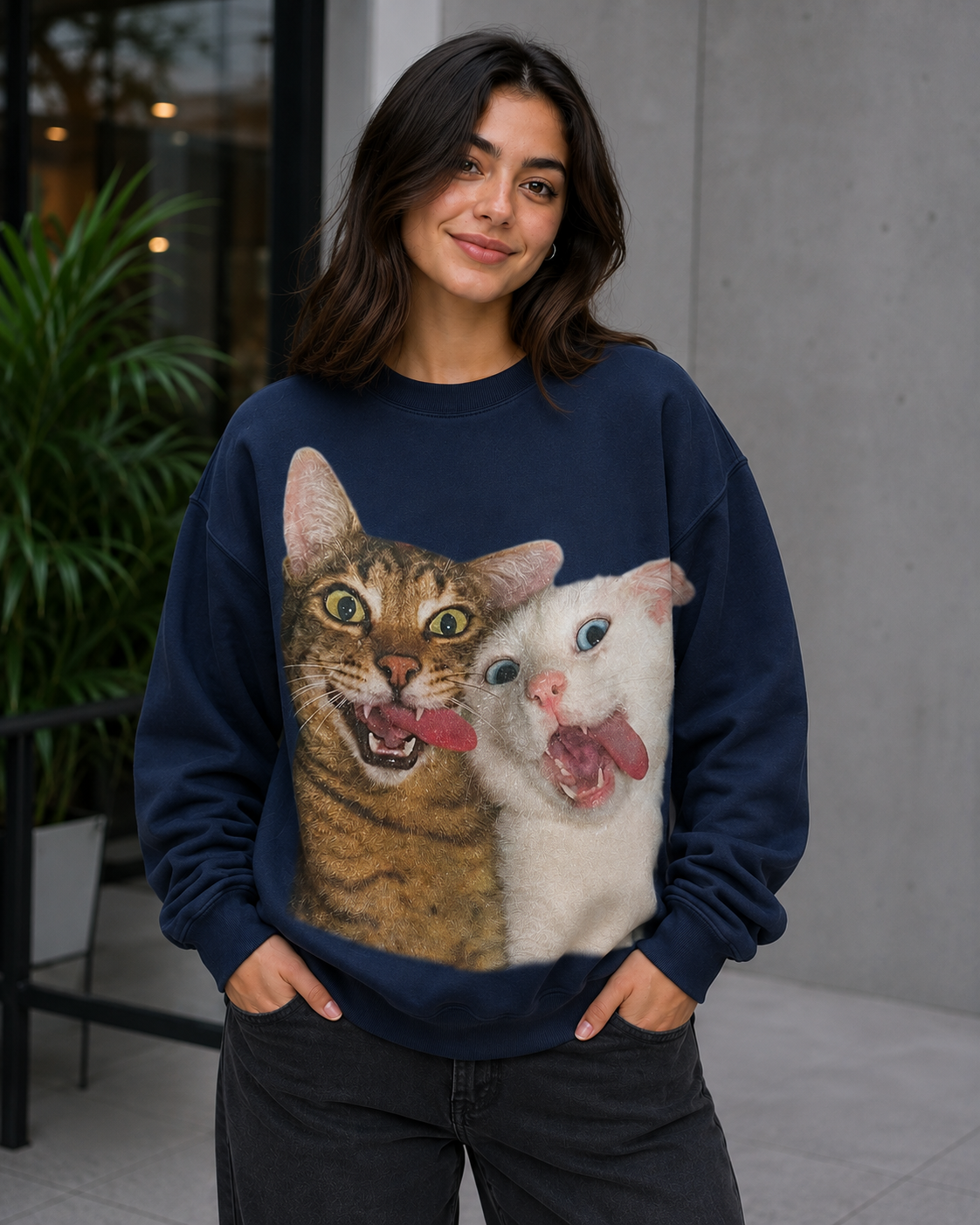 Funny Cat & Dog Best Friends Sweatshirt | Unisex Sweatshirt