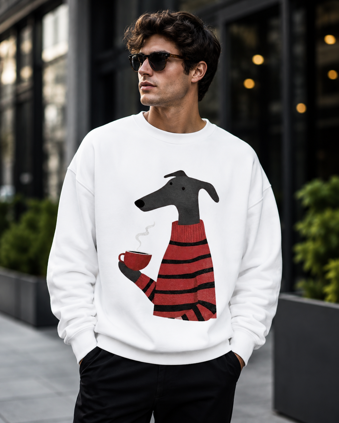 Coffee & Canines Minimalist Dog Lover Sweatshirt | Unisex Sweatshirt