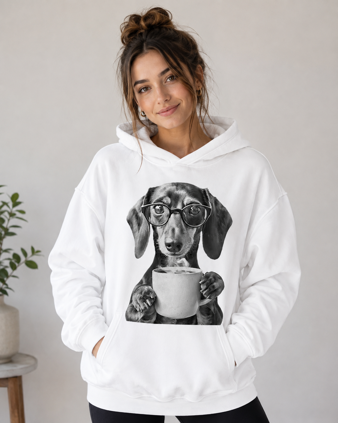 Coffee Pup Hoodie – Unisex Premium Dachshund Lover Hoodie