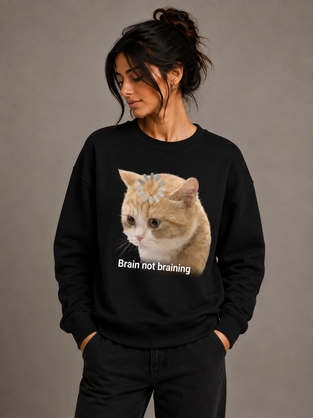 Brain Not Braining Cat Graphic Sweatshirt | Unisex Sweatshirt