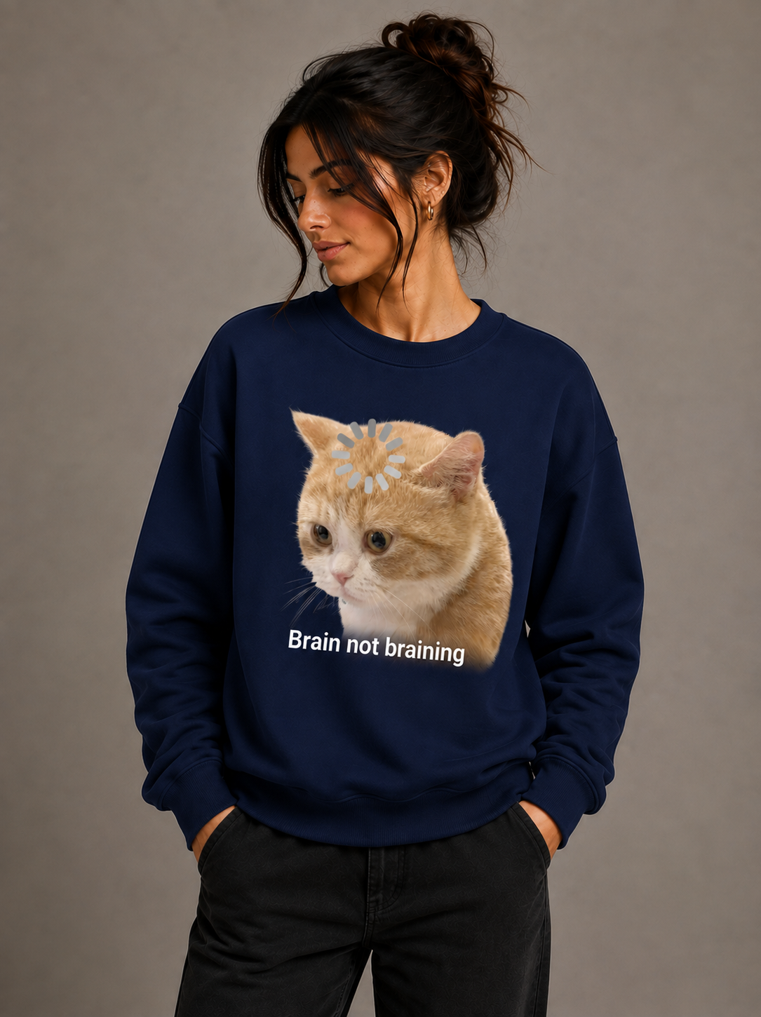 Brain Not Braining Cat Graphic Sweatshirt | Unisex Sweatshirt